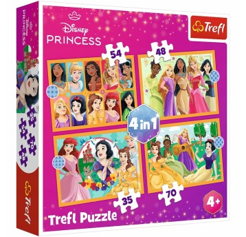 PUZZLE 4W1 BAJKOWE HISTORIE/ DISNEY PRINCESS 34651