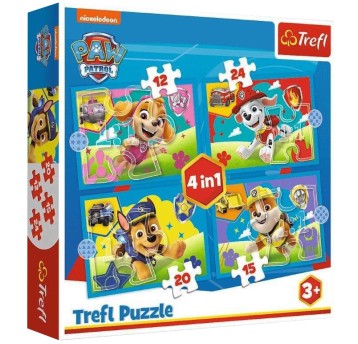 PUZZLE 4W1 BIEGNĄCE PIESKI PSI PATROL 34628