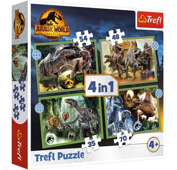 PUZZLE 4W1 GROŹNE DINOZAURY 34607
