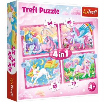 PUZZLE 4W1 JEDNOROŻCE I MAGIA 34389