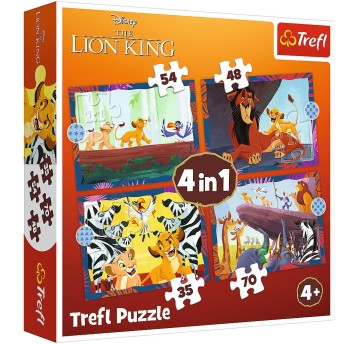 PUZZLE 4W1 ODWAŻNY KRÓL LEW 34653
