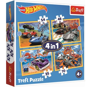 PUZZLE 4W1 POJAZDY HOT WHEELS 34627