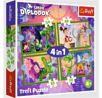 PUZZLE 4W1 ŚWIAT SMOKA DIPLODOKA 34663