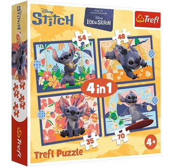 PUZZLE 4W1 WAKACJE NA HAWAJACH STITCH 34666