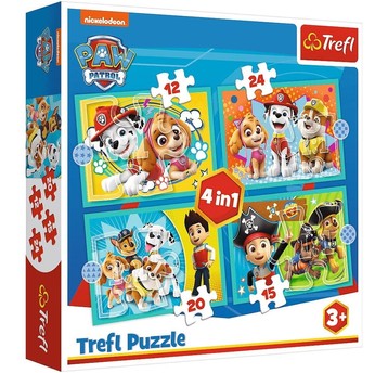 PUZZLE 4W1 WESOŁA EKIPA PSIEGO PATROLU 34346