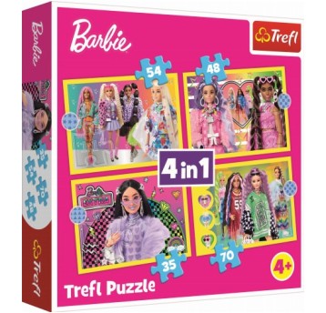 PUZZLE 4W1 WESOŁY ŚWIAT BARBIE 34626