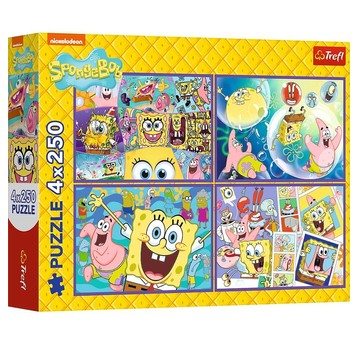 PUZZLE 4X250 SZALONY ŚWIAT SPONGE BOBA 13342