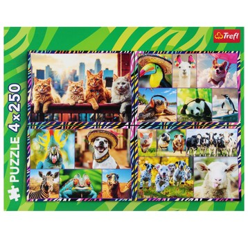 PUZZLE 4X250 ZABAWNE ZWIERZAKI 13313