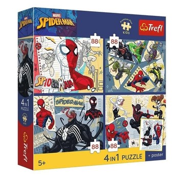 PUZZLE 4X88 PREMIUM SIEĆ ZABAWY SPIDERMAN 34705