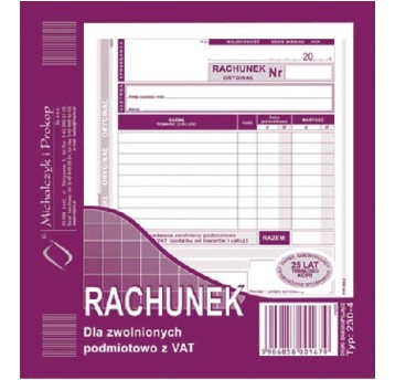 RACHUNEK 2/3 A5 DLA ZWOL. Z VAT 230-4