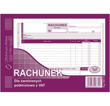 RACHUNEK A5 DLA ZW.Z VAT POZIOM 231-3