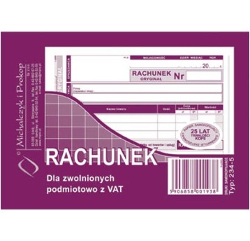 RACHUNEK A6 DLA ZWOL. Z VAT POZ. 234-5