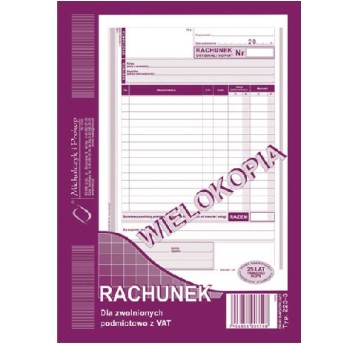 RACHUNEK DLA ZWOLNIONYCH POD. Z VAT A5 PION 223-3