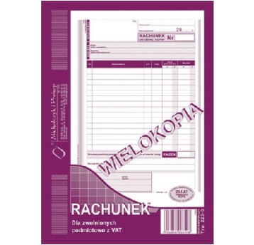 RACHUNEK DLA ZWOLNIONYCH POD. Z VAT A5 PION 223-3
