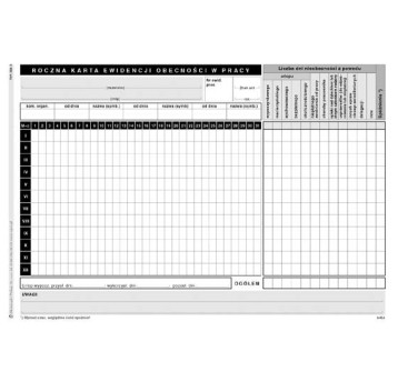 ROCZNA KARTA OBECNOŚCI A5 (50) 508-3