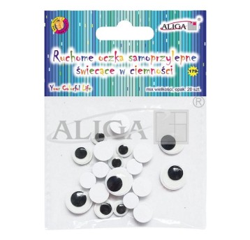 Ruchome oczka świecące w ciemności mix rozmiarów