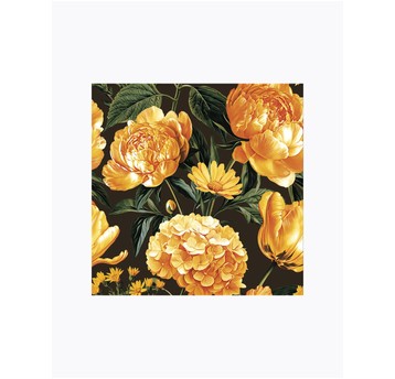 SERWETKI MAKI YELLOW FLOWERS ON BLACK 062402
