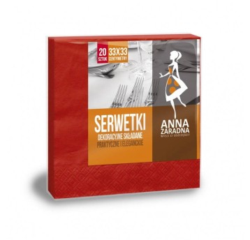 SERWETKI TRÓJW SKŁADANE 33X33 20SZT CZERW 4058