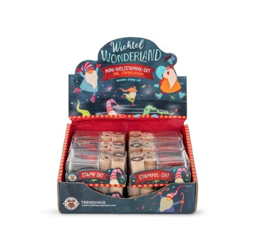 SKRZAT Mini stemple drewniane zestaw: 4 stempelki