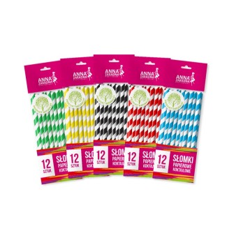 Słomki papierowe Koktajlowe 12szt 5687