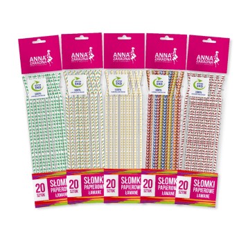 Słomki papierowe łamane 20szt 1350