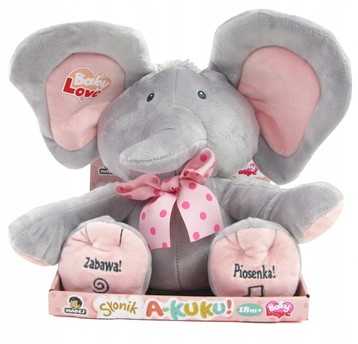 SŁONIK A KUKU RÓŻ 24CM PIOSENKA ZGADYWANKA 6492