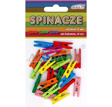 Spinacze drewniane mix kolorów, rozm. 25 mm