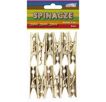 Spinacze plastikowe, metalizowane złote rozm. 35mm