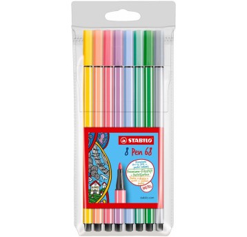 STABILO FLAMASTER PEN 68 PASTEL ETUI 8SZT 7882