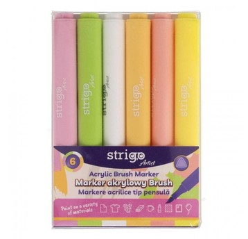 STRIGO MARKER AKRYLOWY BRUSH 6KOL.ZESTAW 4256