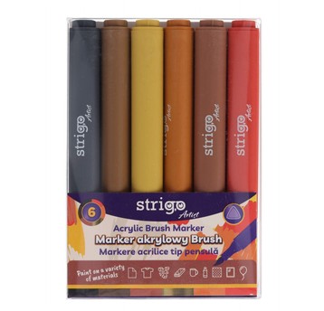 STRIGO MARKER AKRYLOWY BRUSH 6KOL.ZESTAW 4287