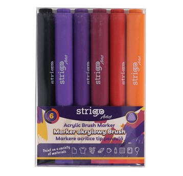 STRIGO MARKER AKRYLOWY BRUSH 6KOL.ZESTAW 4294