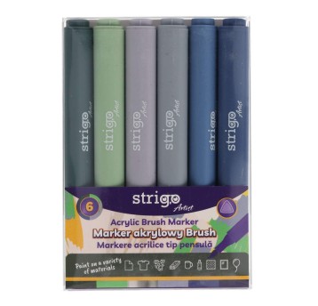 STRIGO MARKER AKRYLOWY BRUSH 6KOL.ZESTAW 4300