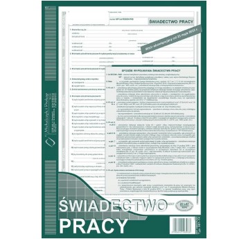 ŚWIADECTWO PRACY A4