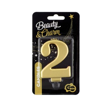 ŚWIECZKA B&C CYFERKA 2 METALIK ZŁOTO 4293