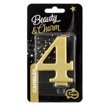 ŚWIECZKA B&C CYFERKA 4 METALIK ZŁOTO 8CM 4330