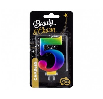 ŚWIECZKA B&C CYFERKA 5 GALAXY 8,0CM