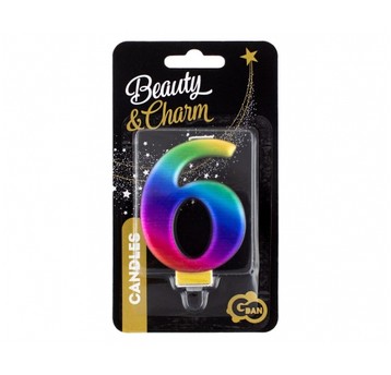 ŚWIECZKA B&C CYFERKA 6 GALAXY 8,0CM