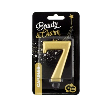 ŚWIECZKA B&C CYFERKA 7 METALIK ZŁOTO 8CM 4392