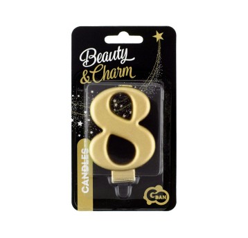 ŚWIECZKA B&CCYFERKA 8 METALIK ZŁOTO 8CM 4415