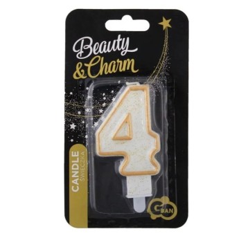 ŚWIECZKA CYFERKA ''4'' ZŁOTY KONTUR 3786