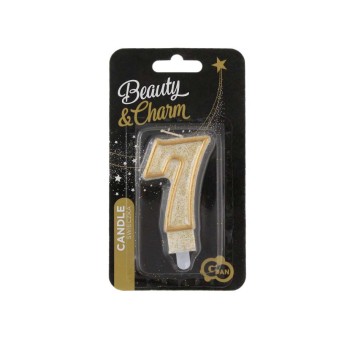 ŚWIECZKA CYFERKA ''7'' ZŁOTY KONTUR 3847