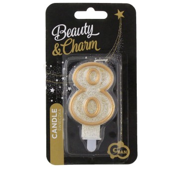 ŚWIECZKA CYFERKA ''8'' ZŁOTY KONTUR 3861
