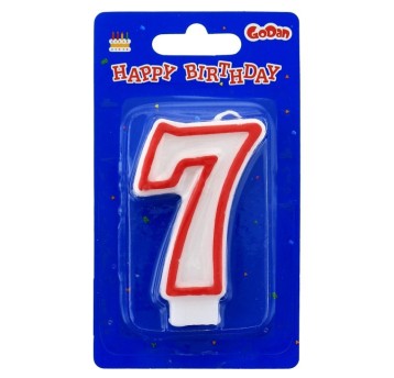 ŚWIECZKA CYFERKA CZERWONY KONTUR "7" 9055