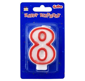 ŚWIECZKA CYFERKA CZERWONY KONTUR "8" 9062