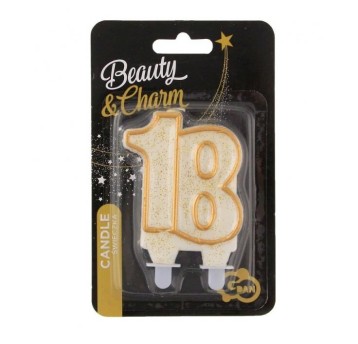 ŚWIECZKA CYFERKA ZŁOTY KONTUR "18" 8933