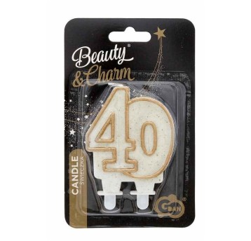 ŚWIECZKA CYFERKA ZŁOTY KONTUR "40" 1170