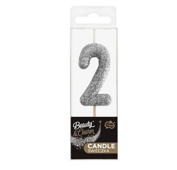 ŚWIECZKA PIKER B&C CYFERKA 2 CZARNA BROKAT 11X3,5