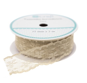 TASIEMKA KORONKOWA, 2,5 CM X 2M BEŻOWA 0558 A'3