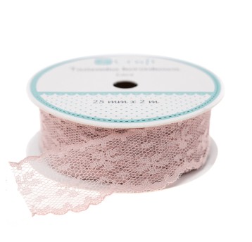 TASIEMKA KORONKOWA, 2,5 CM X 2M PUDER RÓŻ 0565